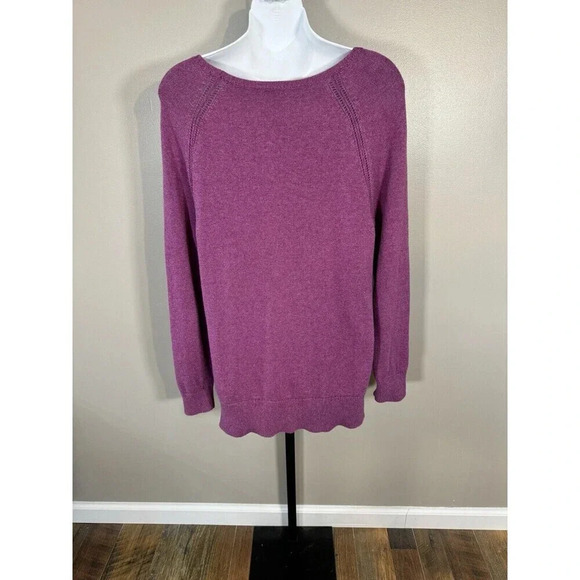 LL Bean Sweater Womens Medium Boat Neck Cotton  Knit Collar Pullover - Picture 4 of 7
